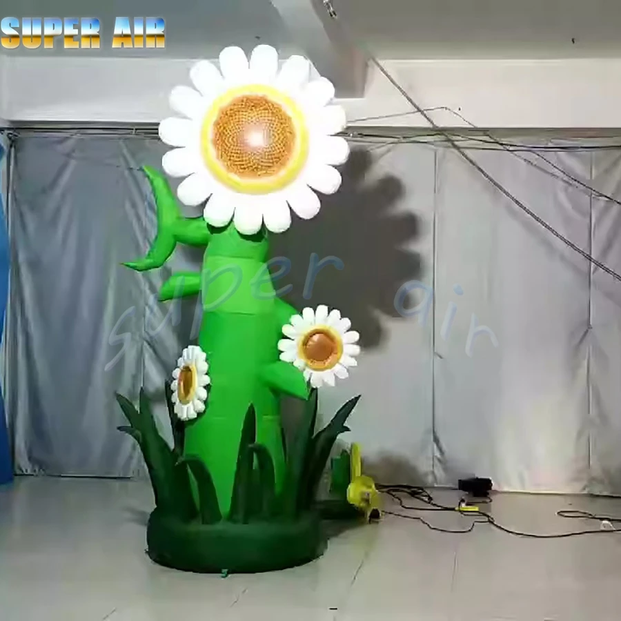 Hot sale custom beautiful standing inflatable flower with leaf for backyard decoration