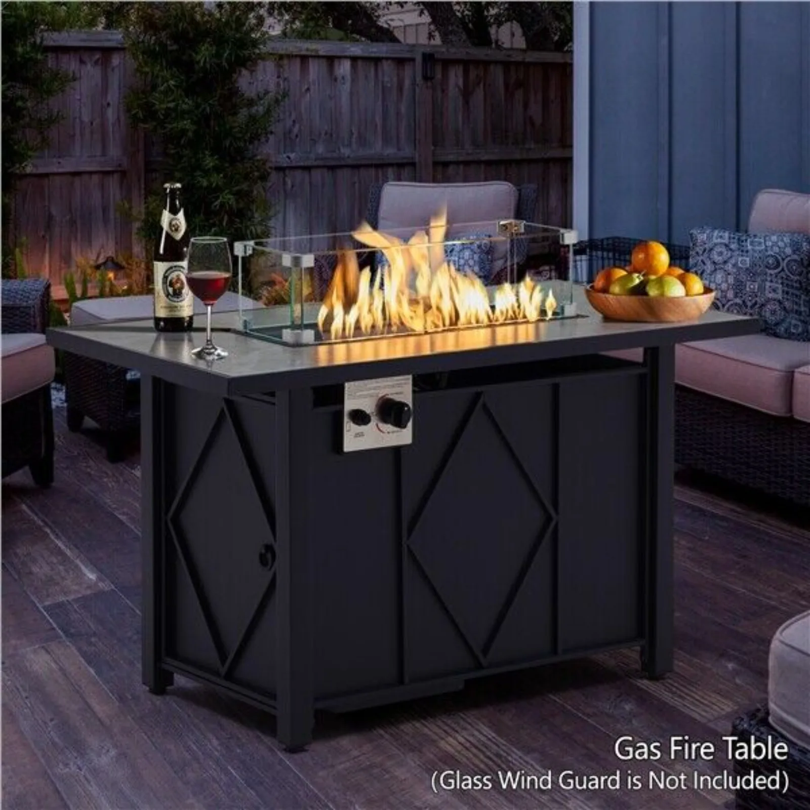 

US 43 in Propane Fire Pit Table 50,000 BTU Firepit Table w/ Ceramic Tabletop Patio