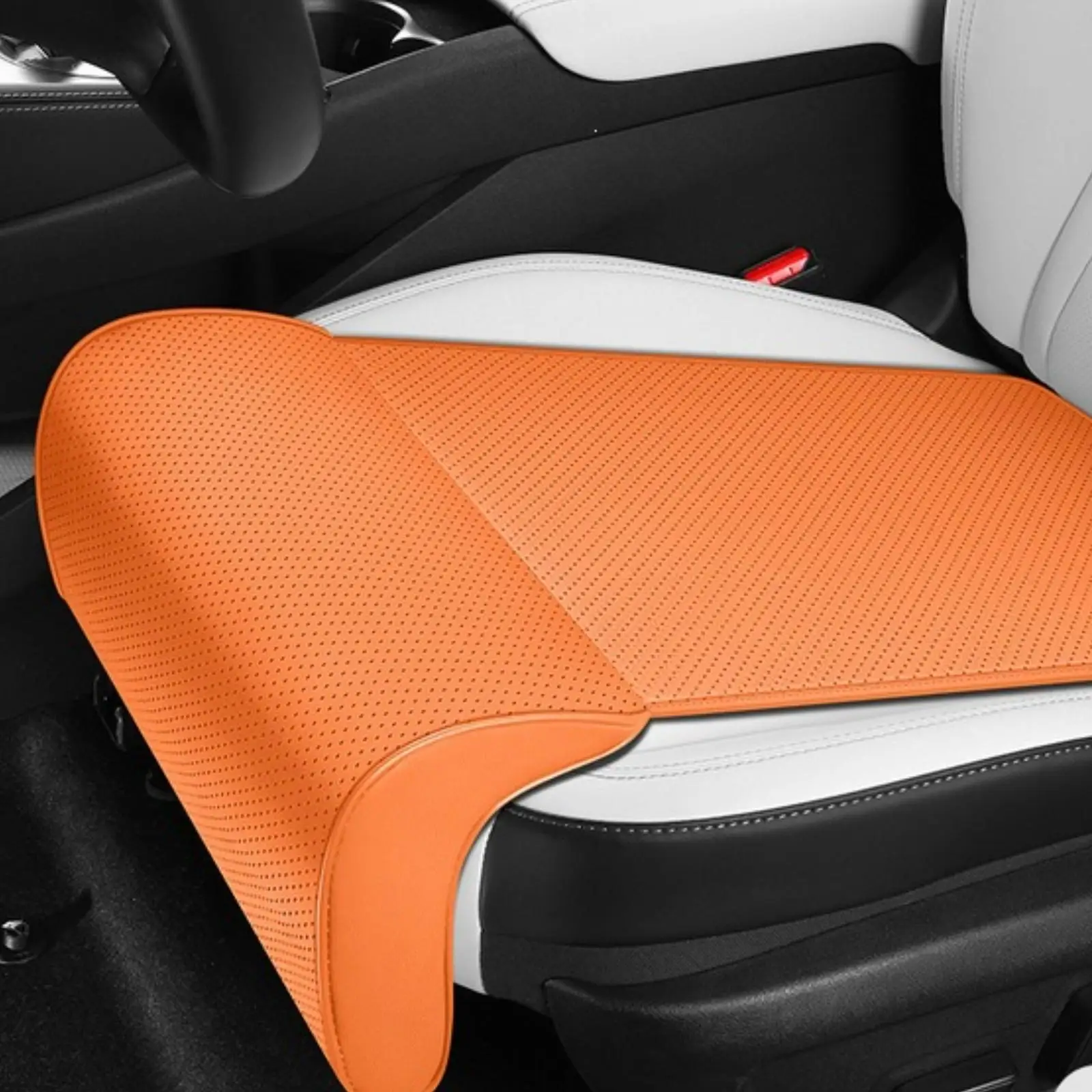 Padded Seat Extender C-form Car Accessory with Non-slip Base Leather-like