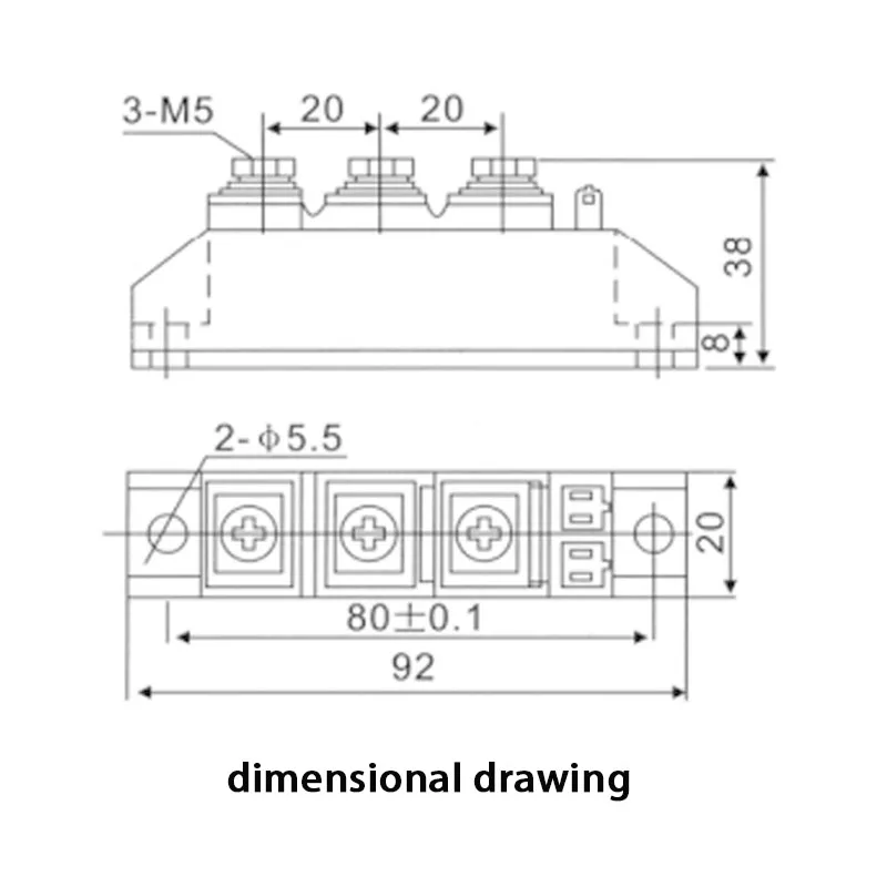 MDK 26A 40A 55A 70A 90A 110A Anti-reverse Diode 1600V Photovoltaic Diode Bridge Module Current Protection