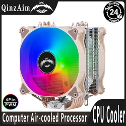 QiuzAim CPU Processor 120mm Cooler Fan 4pin/PWM Air-cooling 4/6 Heat Pipe Compatible LGA1700 1200 1851 2011 2066 X79 X99 AM4 AM5