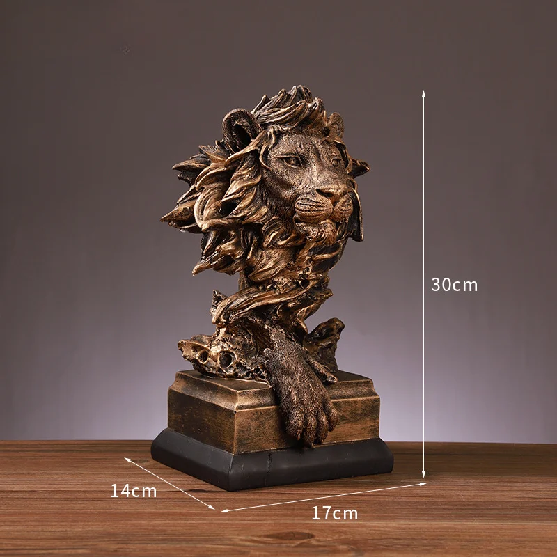 Golden Lion King Resin Statue Ornaments Home Decoration Office Desktop Animal Statue Room Decoration Sculptures and Figurines