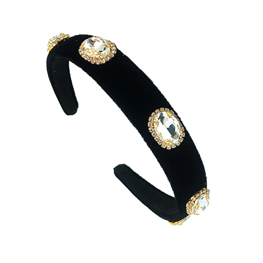 

Wide Hard Headband Rhinestone Wedding Metal Exercise Headbands for Women Alloy Headdress