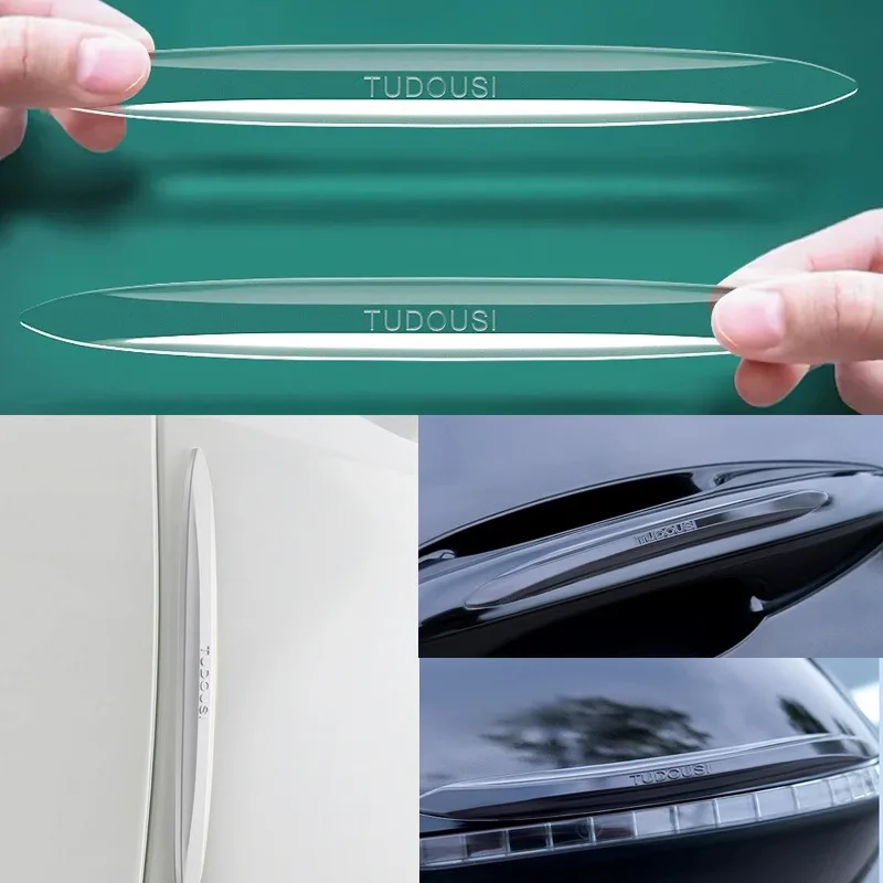 4PCS  Car Door Bumper Strip Invisible Transparent Bumper Stickers Car Door anti-scratch Scratch Protection Strips