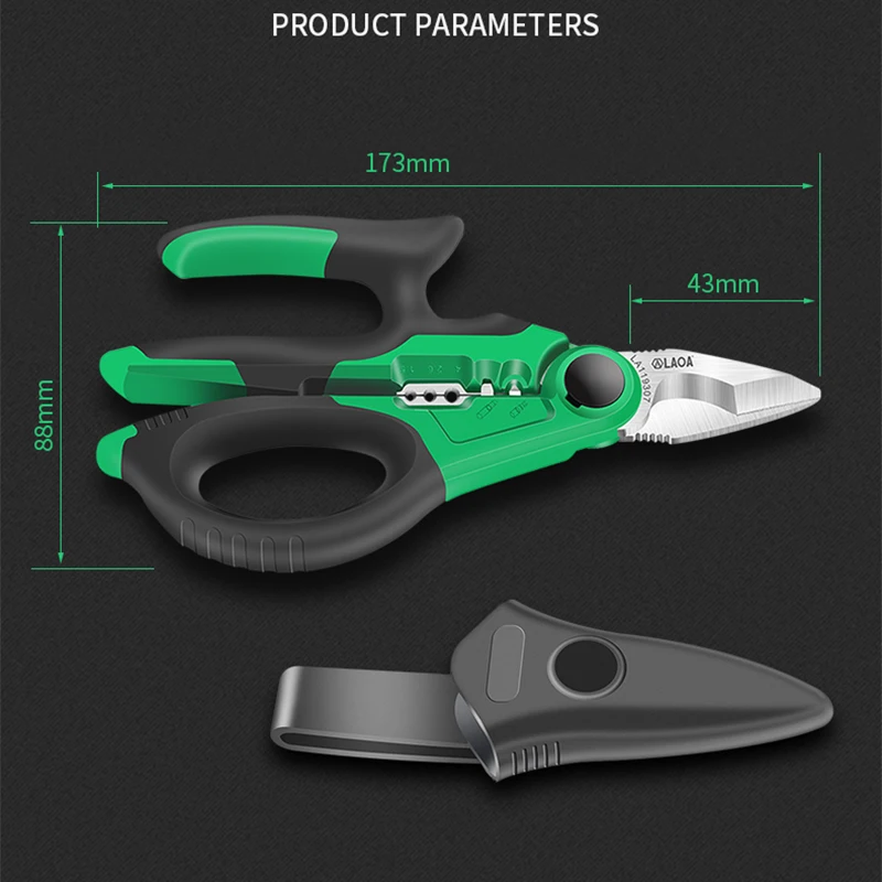 7 Inch Electrician Scissors Stainlesse1.5-4mm2 Wire Cutter Stripping Professional Cable Cutting Terminal Crimping tool