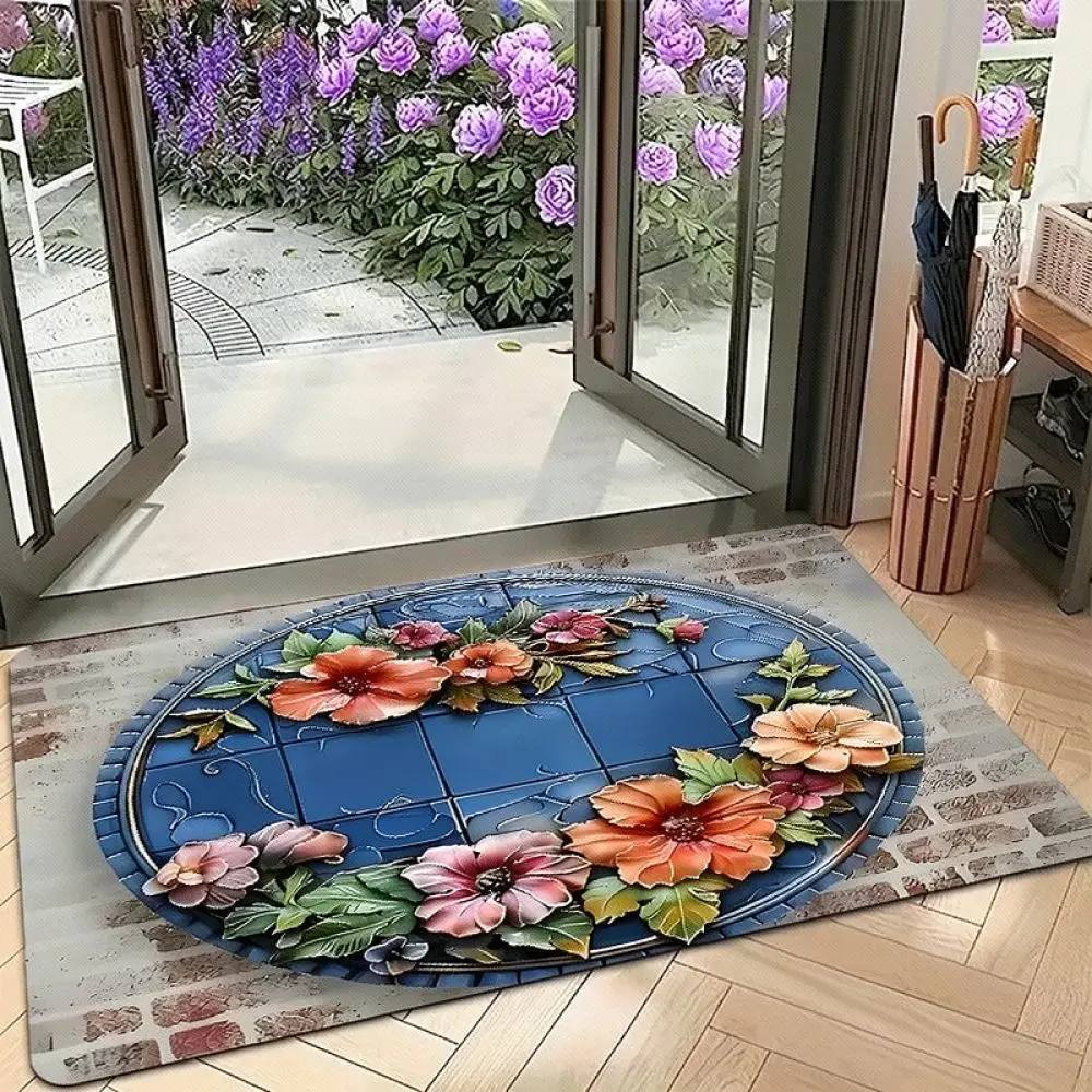 Non Slip Floor Mat American Style Rug Dirt Resistant Entryway Carpet Crystal Velvet Washable For Home Hallway Kitchen