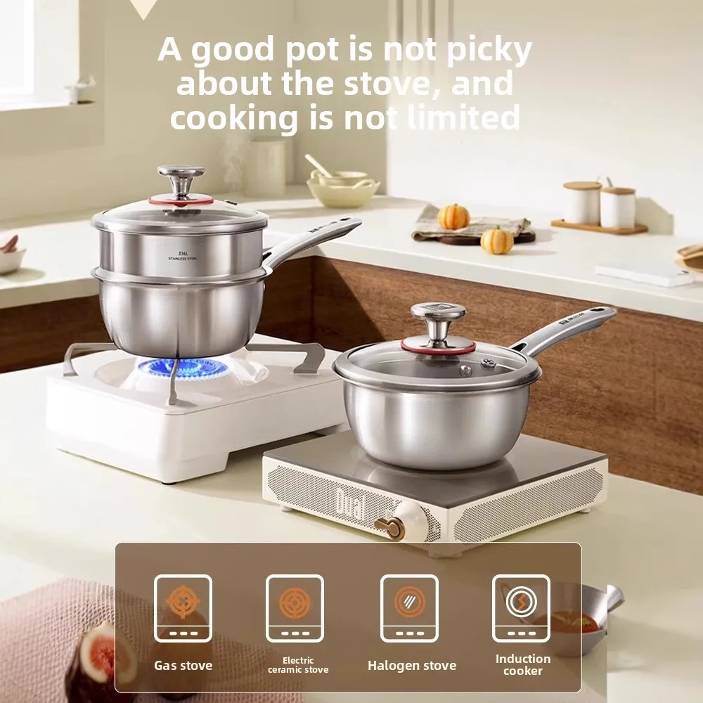 YFY milk pot complementary food  316 stainless steel frying integrated stainless steel small milk  cooking