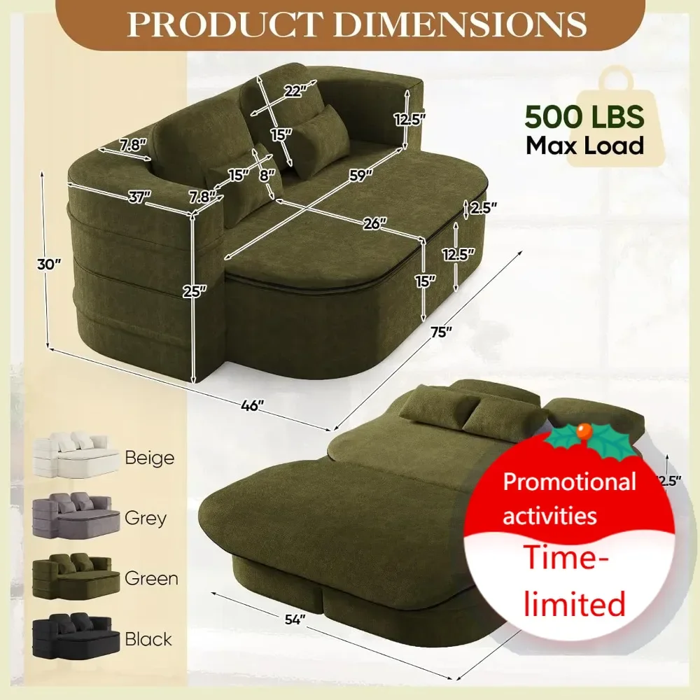 

Хит продаж: Диван-кровать Antetek, современный раскладной футон из шенилла, напольный диван-кровать с компрессионным наполнителем, складной.