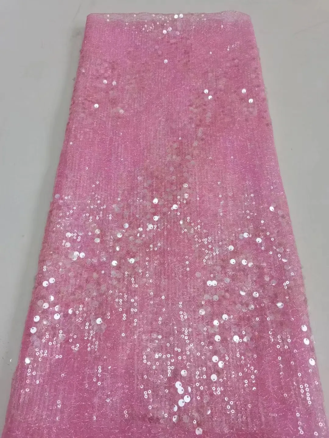 

Pink African Sequins Lace Fabrics High Quality Sequence Embroidery French Nigerian Lace Fabric For Wedding Material