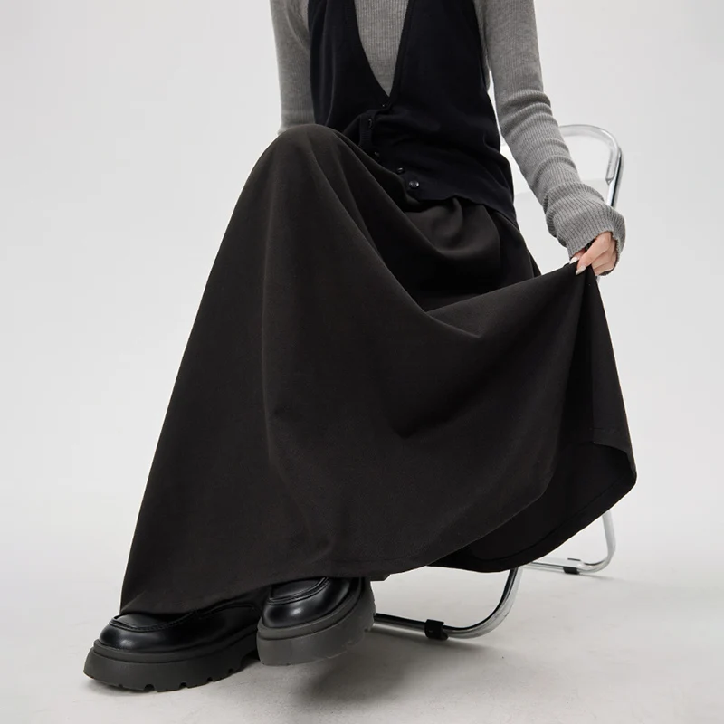 High Quality Pleated Long Skirts for Woman Autumn Winter Korean High Waist Woolen A-Line Skirt Women Elegant Retro Midi Skirts