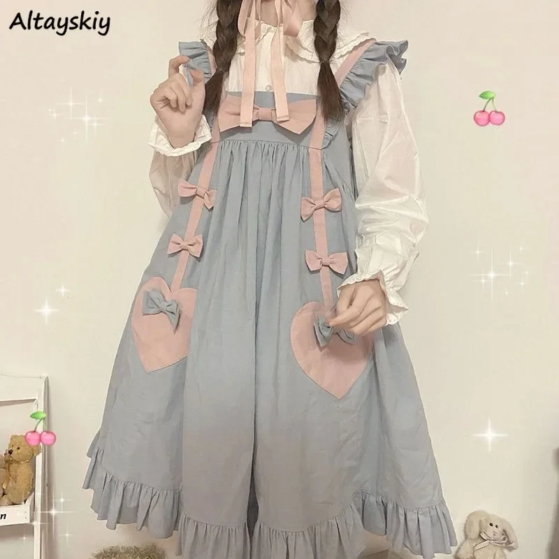 Lolita Dresses Women Ruffles Knee-length Loose Kawaii Japanese Style Trendy Girls Preppy Sweet Retro Female Vestido Feminino