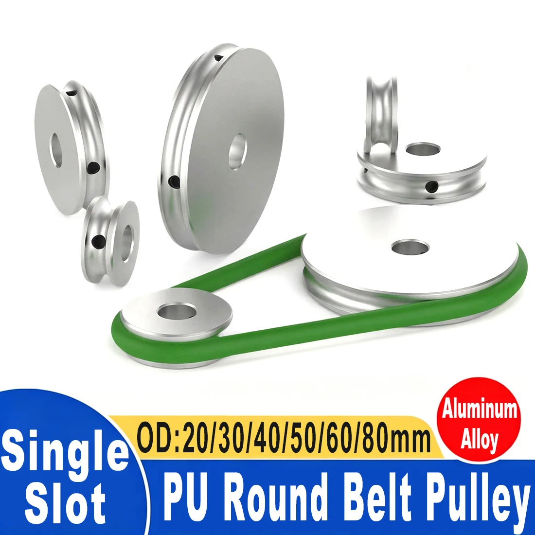 20/30/40/50/60/80mm Aluminum Alloy Single V-belt Pulley Spindle Motor Pulley, Model Transmission Wheel A-Type V-belt Pulley