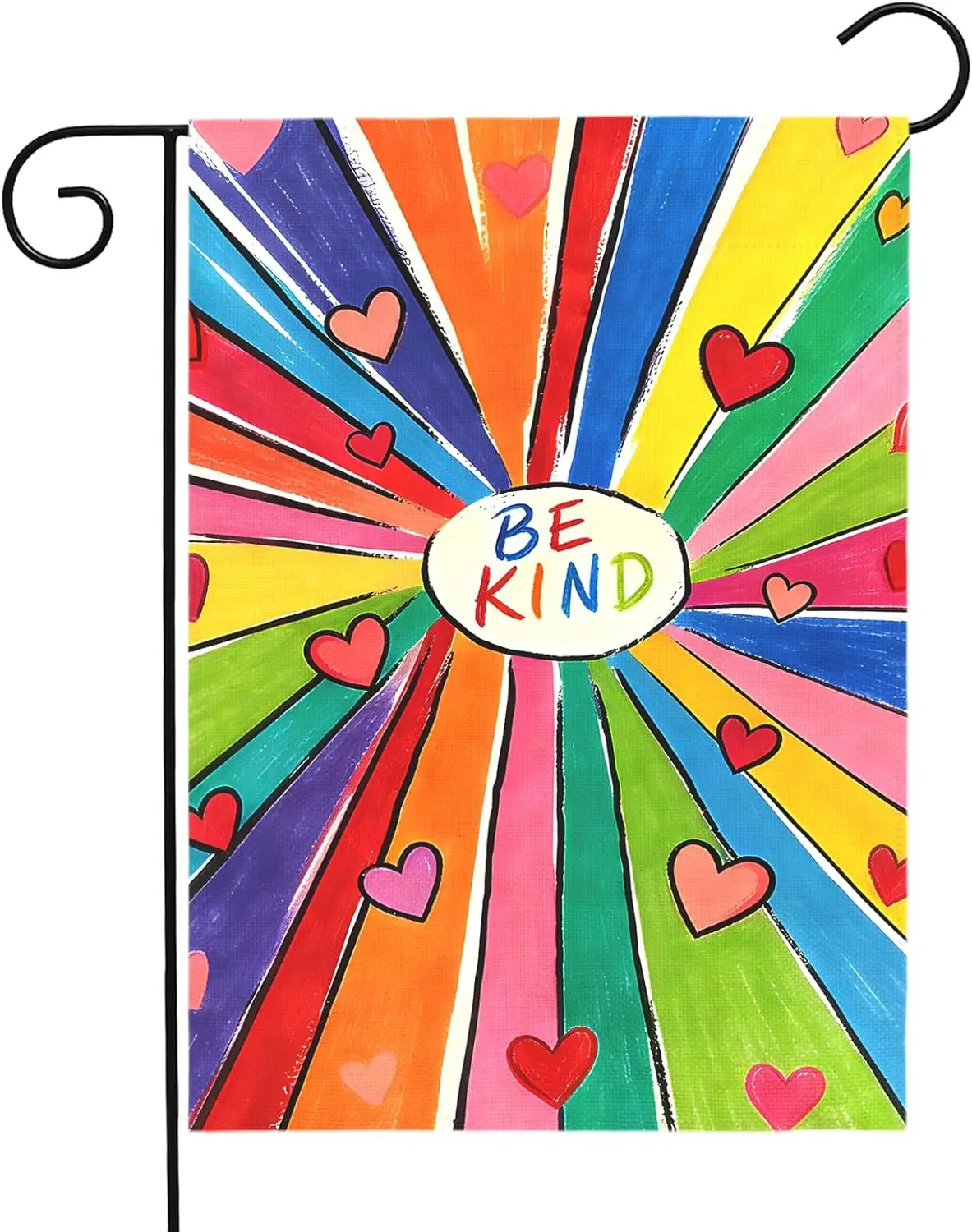 Be Kind Garden Flag Colorful Positive Message Outdoor Yard Flags Rainbow Heart Art House Banner for Teachers Schools Classro AAS