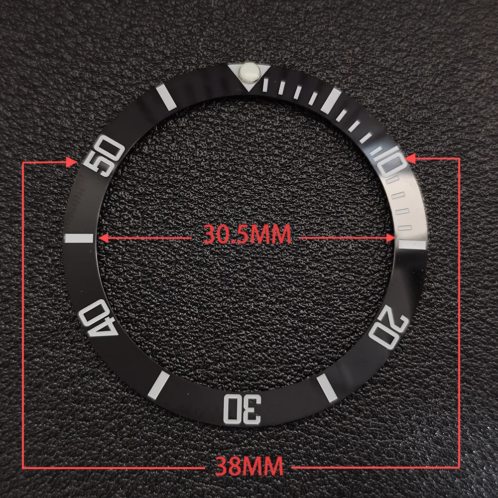 Biseles de cerámica de 38mm x 30,5mm que se adaptan a cajas de relojes de 40mm, anillo de inserciones inclinadas BGW9, accesorio de repuesto para relojes de perlas luminosas azules