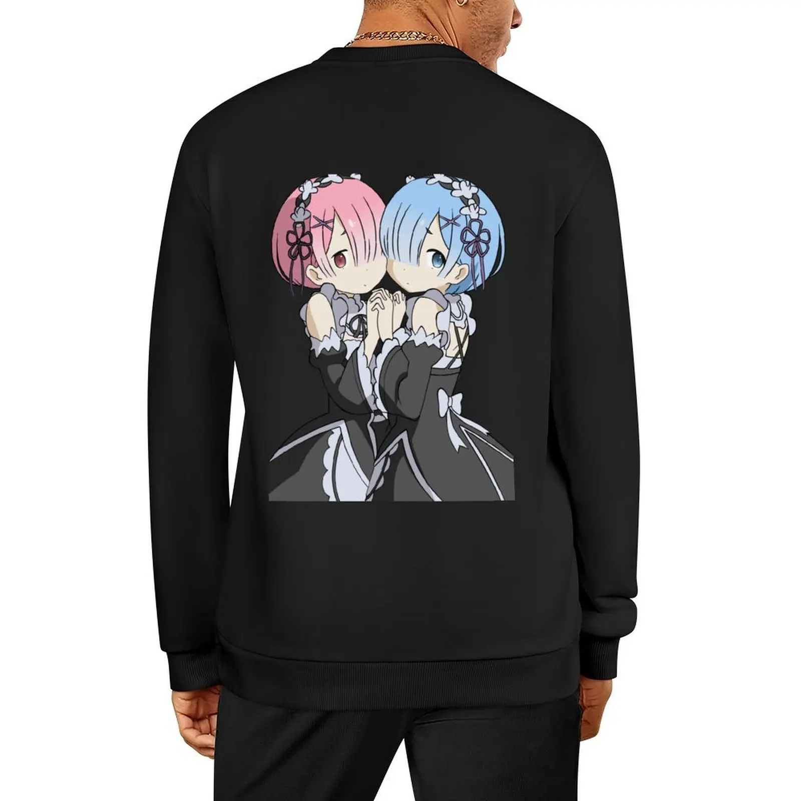 

Re:Zero Cute Rem and Ram Pullover japanese style men wear graphic t shirts men men's coat oversize sweatshirts