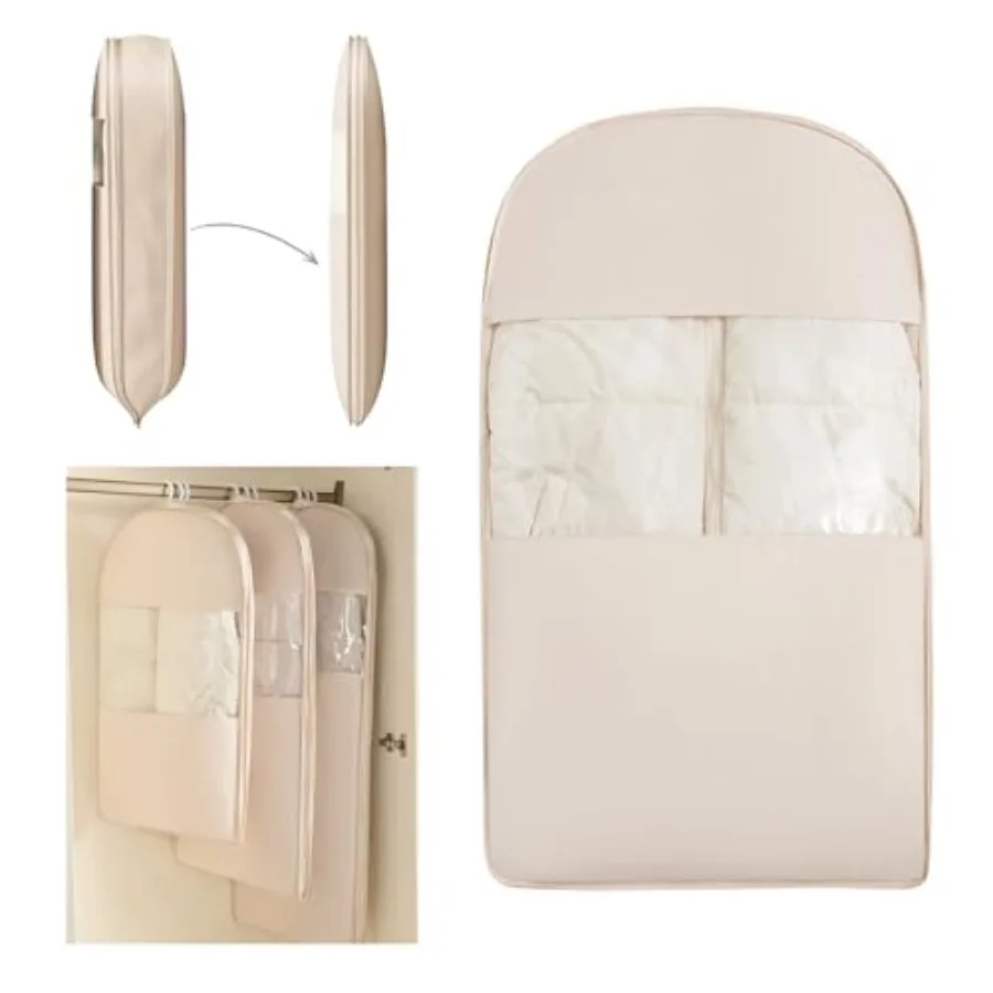 

Space Saving Hanging Copression Garent Bag with Zipper for Coset Storage Hanging Cothes Storage Bag Garent Covers for Coats and