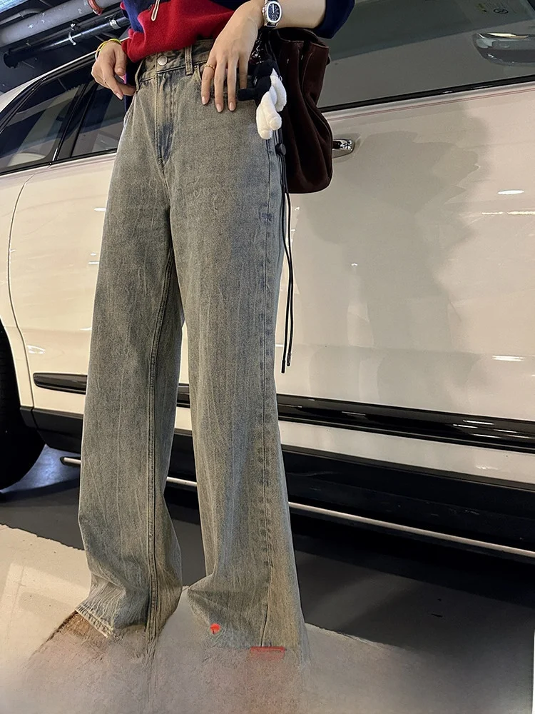 

Lebelin Sisy широкие повседневные джинсы женские осенне-зимние новые гонконгские утягивающие винтажные брюки длиной до пола