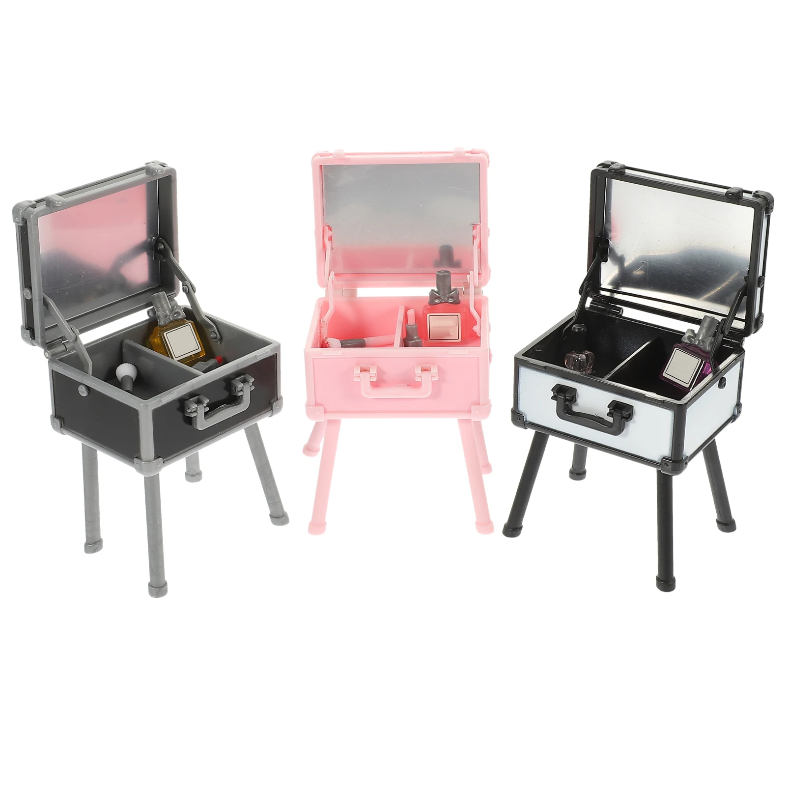3 Pcs Simulation Mini Makeup Box House Decoration Lipstick Small Accessory Miniature Holder Plastic Micro Scene Perfume