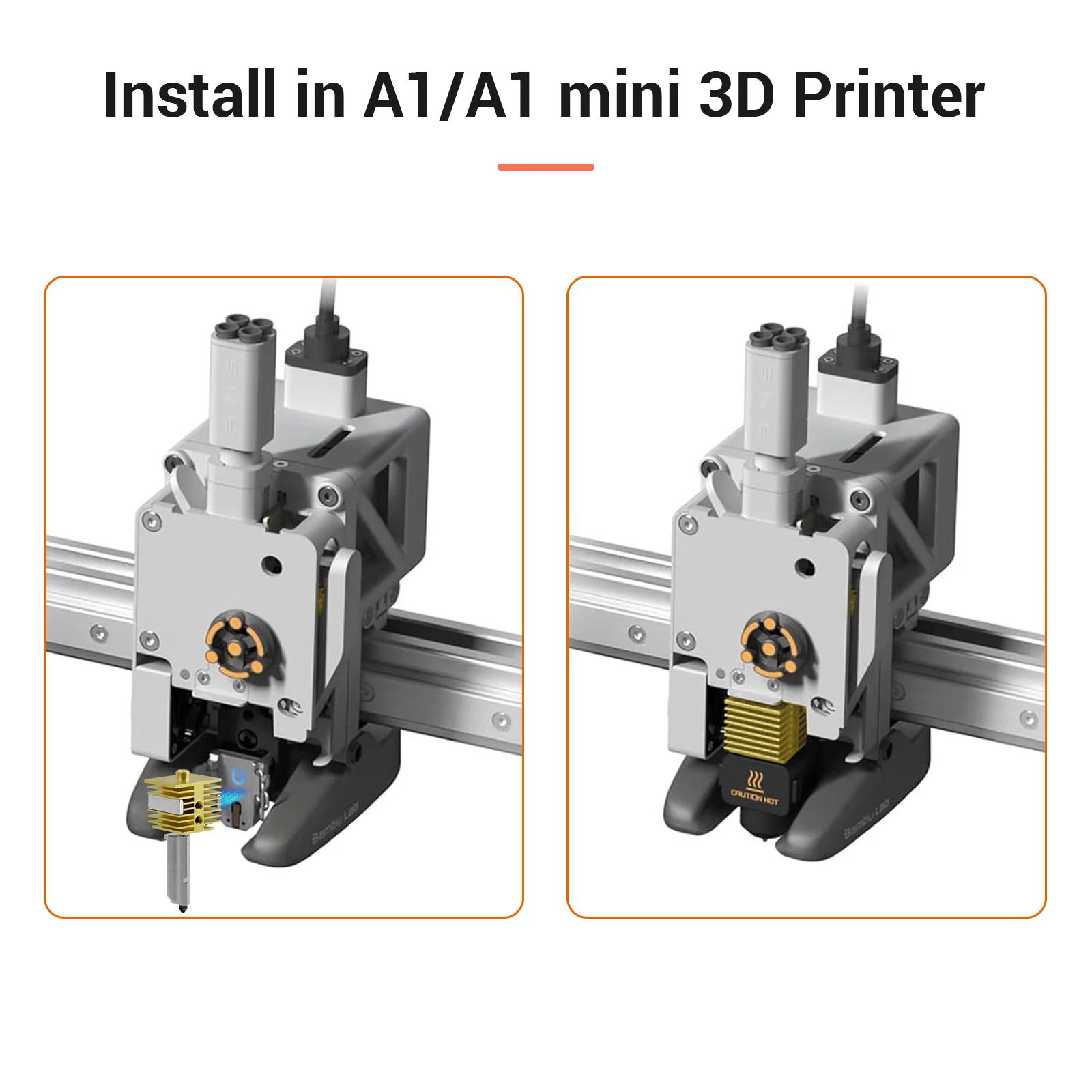 For Bambulab A1/A1 Mini New Upgrade Hotend Kit Removable Nozzle 0.4mm High Speed Printing Brass Heat Sink For bambu 3D Printer