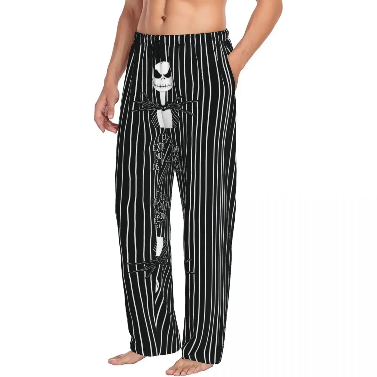 مخصص الرجال تيم بيرتون عيد الميلاد فيلم الرعب بيجامة السراويل طباعة هالوين الجمجمة جاك النوم ملابس خاصة قيعان مع جيوب