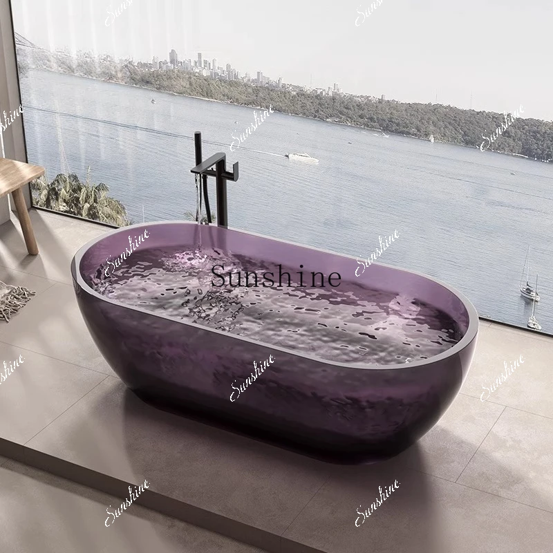 حوض استحمام شفاف من الراتنج متكامل مستقل حوض استحمام منزلي مزدوج اللون FT #2