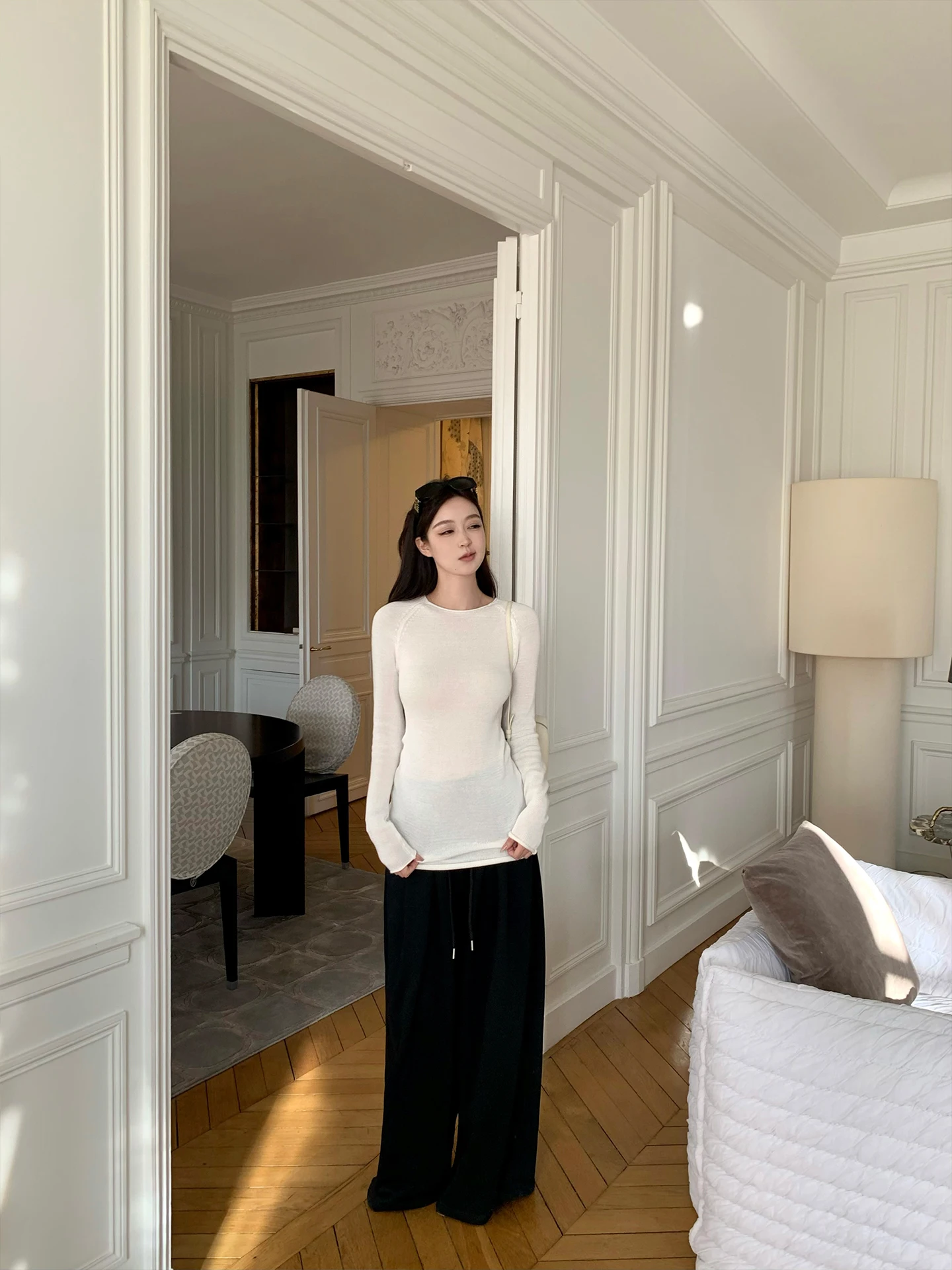 

Cloud Mousse Linen Blend Long Sve Knitted Base irt Soft Cleanfit Casual Sle Women's Ciwalk Faion Breathable