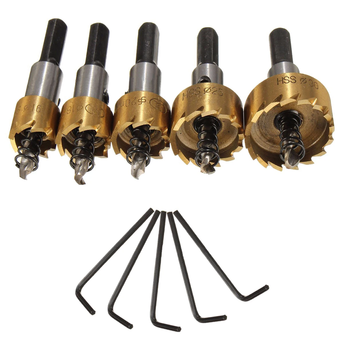 

5 pcs Hole Saw Set Metal 16mm 18mm 20mm 25mm 30mm Titanium Coated YG9X Alloy Sharp Drilling Machine Tool