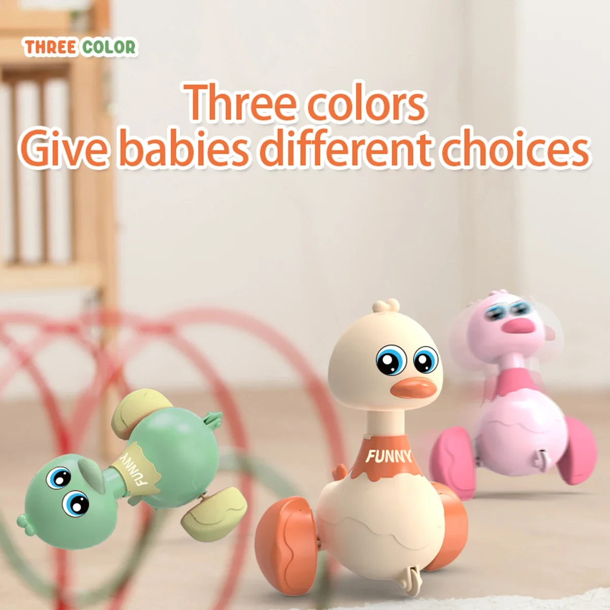 Babyspeelgoed Schommel Eend Speelgoed Cartoon Persvoertuigen Glijden Dierentraagheid Trek auto's Vroeg onderwijsspeelgoed voor peuters Jongens Meisjes