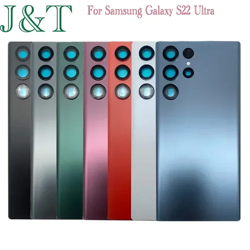 

Замена заднего стекла для Samsung Galaxy S22 Ultra SM-S908B, чехол для задней двери с аккумулятором и объективом камеры с клеем