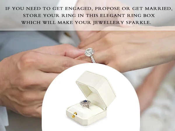 Oirlv Luxurious Velvet Ring Box Set-Elegant Single & Double Ring Holder for Wedding Anniversary Gifts Jewelry Storage Organizer