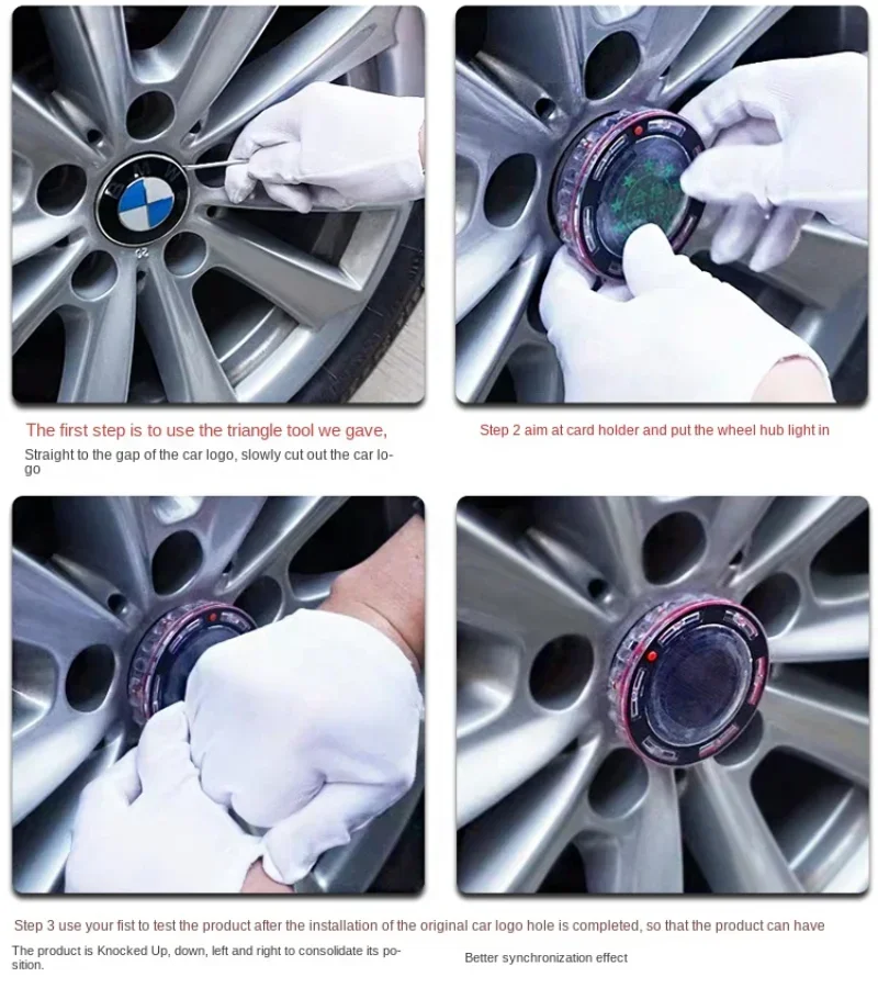 4pcs RGB Car Hub Lights Remote Control Waterproof Solar Smart Sensing Flash Wheel Tire Rim Lights For Car Decoration Colorful - Image 5