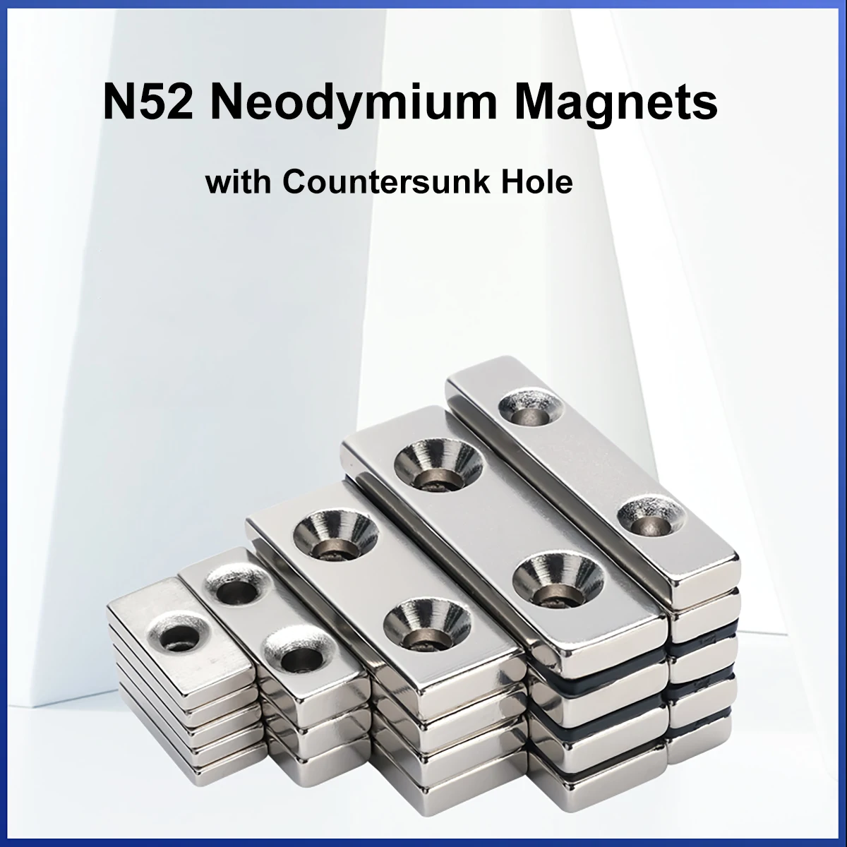 1Pcs N52 NdFeB Neodymium Magnets with Countersunk Hole 80mm 100mm Super Strong Permanent Magnetic Square Rectangle Fridge Magnet