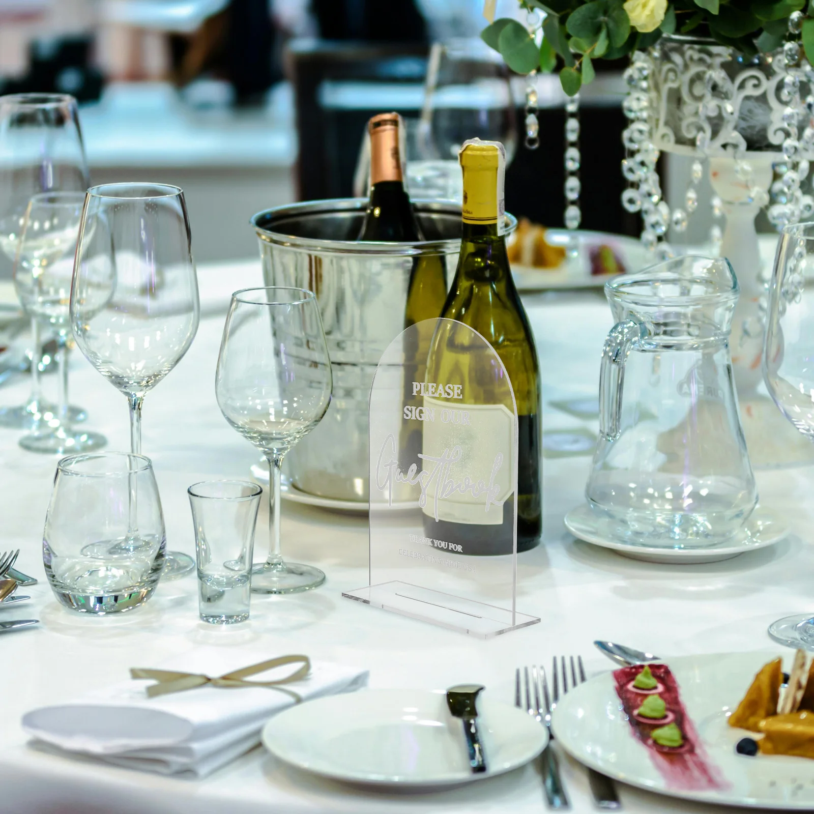 

2 Pcs Acrylic Wedding Desk Card Guest Book Decor Table Party Sign Ornaments Signs Ceremony Arch Reception Cards