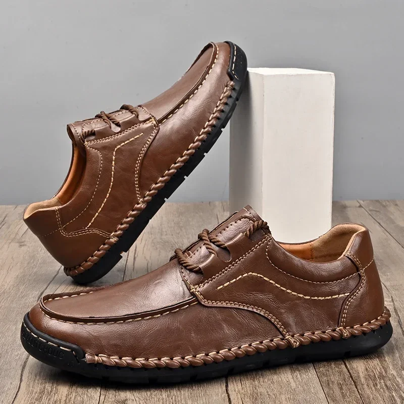 FLYLAND Men‘s Casual Shoes Handmade Leather Luxury Designer Shoes Men Flats Moccasins Driving Shoes image 4