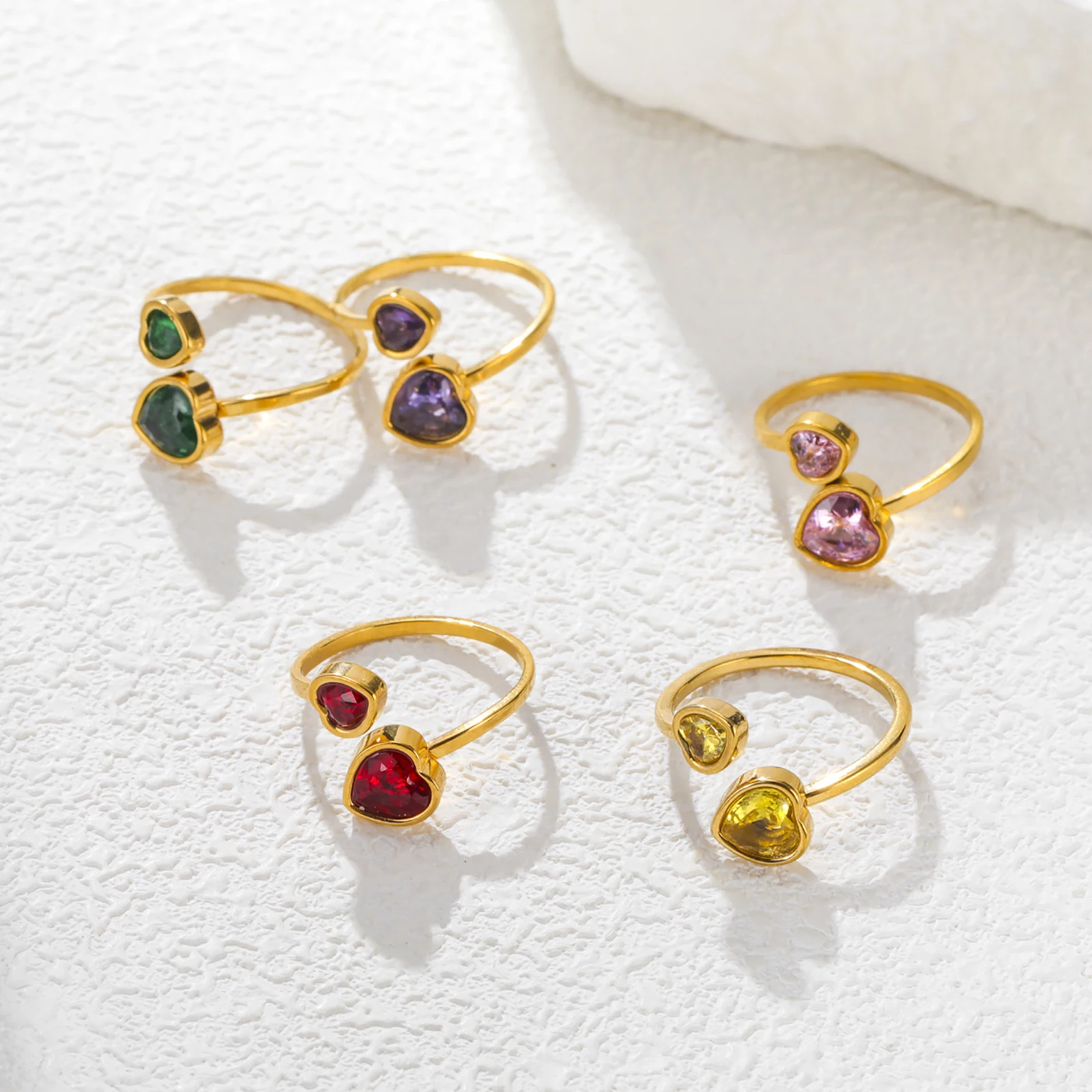 Skyrim الزركون القلب الدائري الفولاذ المقاوم للصدأ الذهب اللون المفتوحة خواتم موضة مجوهرات الزفاف الجمالية هدية بالجملة #1