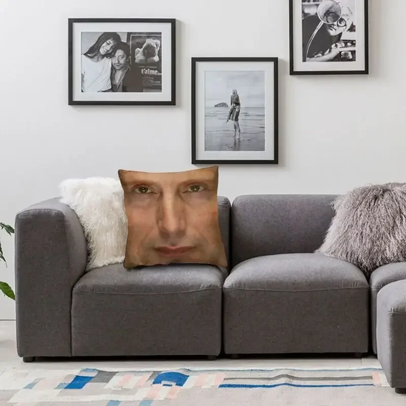 Mads Mikkelsen Hannibal Face Cushion Cover Two Side Printing TV Show Floor Pillow Case for Car Custom Pillowcase Home Decor