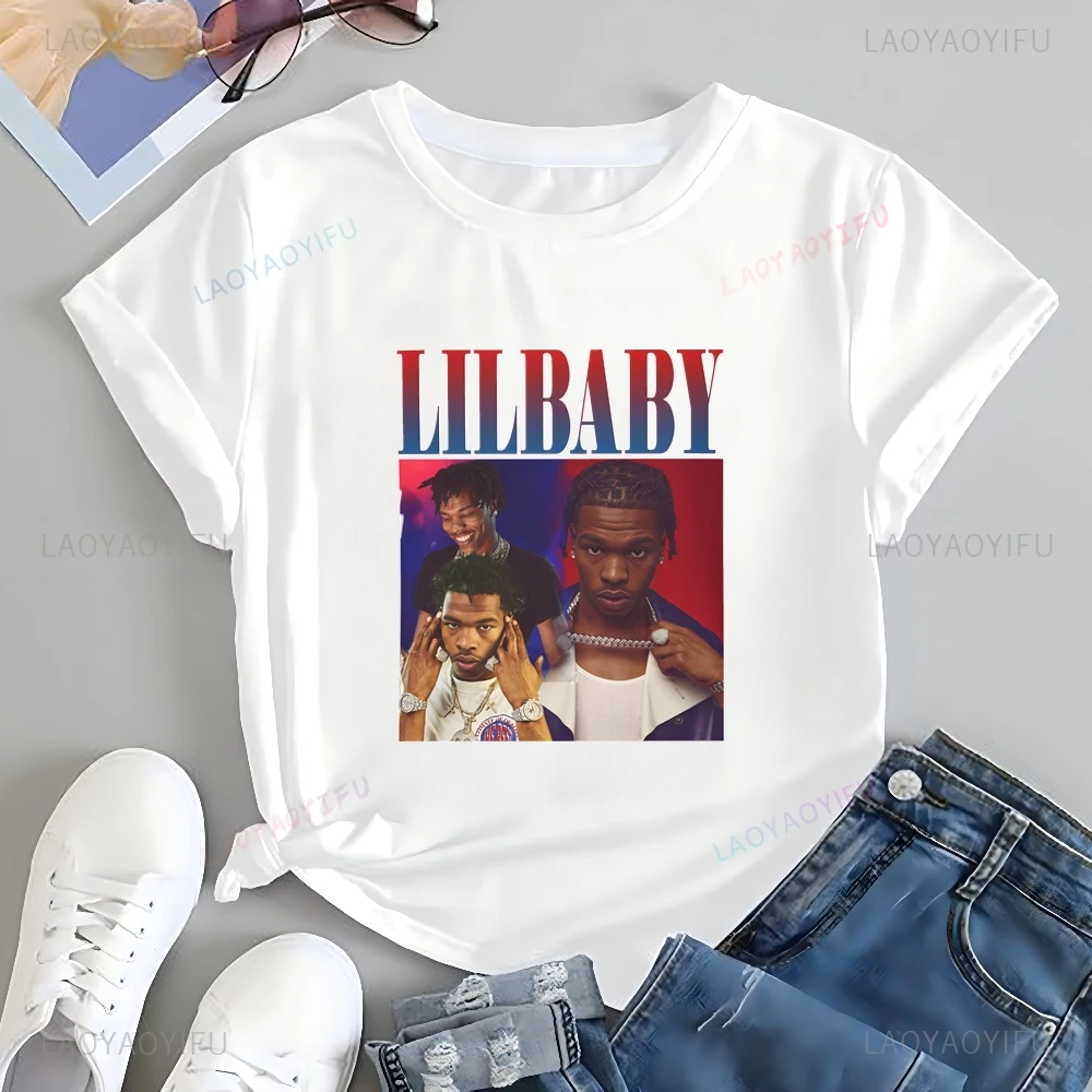 Vintage Lil Baby Rap Print T-shirt Top Lil Baby Neutral Trend Harajuku Short Sleeve Unisex Shirt Graphic Oversized T-shirt