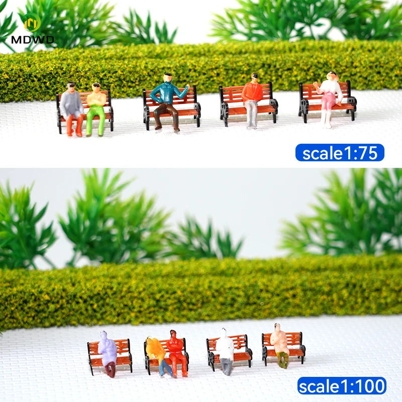 30-150 Scala in miniatura Persone ABS Seduta Seduta Dipinta Figure Layout del treno ferroviario Layout dell'edificio di architettura per Diorama