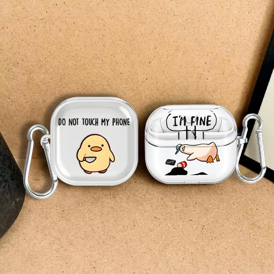 Cute Cartoon Duck Clear Earphone Cases Cover Case For Samsung Galaxy Buds 3 FE 4 Pro 2 4Pro 3Pro Live