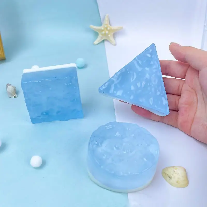 1Pcs Creative Sensory Toy Super Soft Stress-relieving Cube Transparent Ocean Sticky Props  Ocean Cube Squeeze Toys