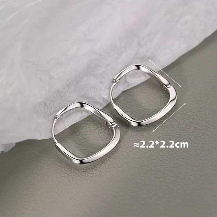Silver Color Trendy Hollow Square Hoop Earrings for Fashion Women OL Fashion Jewelry Geometric Daily Accessories