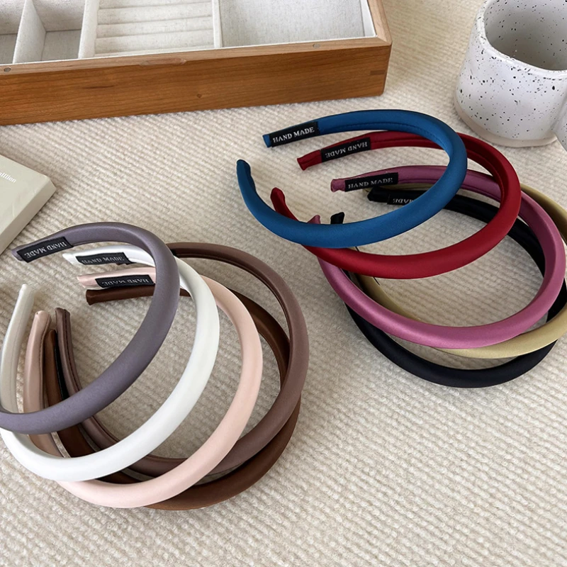 

UXSL Vintage High-quality Solid Color Satin Fine-edged Sponge Headbands Women's Elegant Hair Hoops Fashion Hair Accessories New