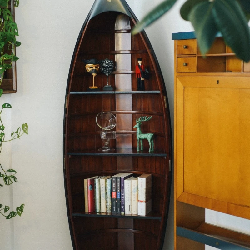 Neighbor Dutch AM Floor Boat-Type Bookcase Vintage Bookshelf Display Case