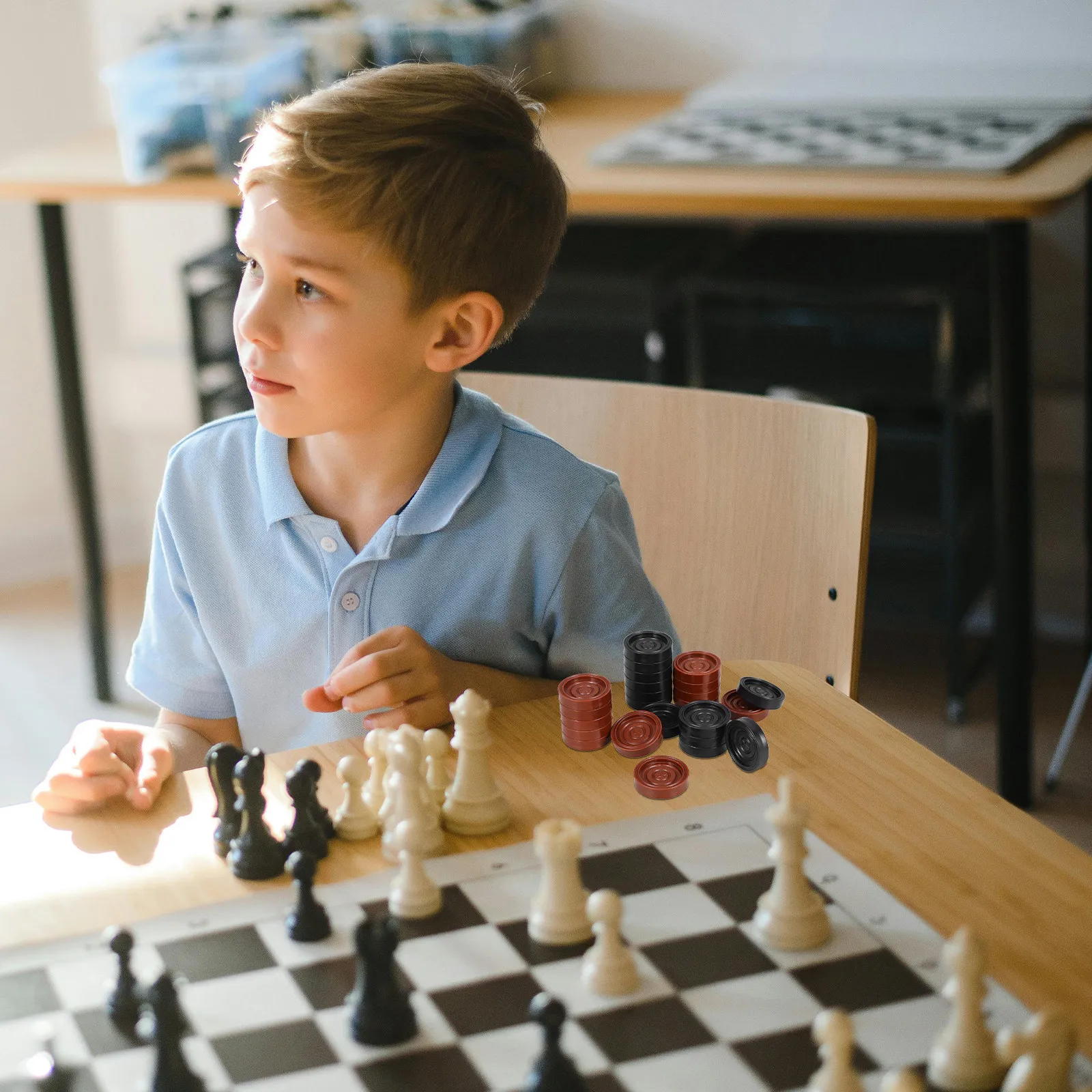 

24Pcs Replacement Checker Pieces Plastic Round for Chess Backgammon Board Game Accessories Unique Game Playing Chips Set