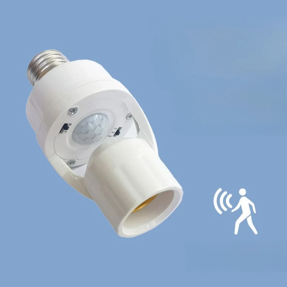 Motion Sensor Light Socket Smart Screw in Light Bulb Outlet for E27 Motion Activated Bulb Holder Adapter Automatic Control