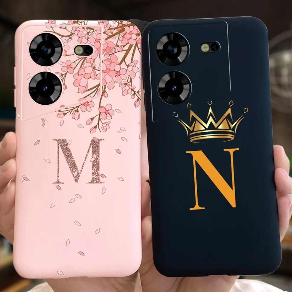 For Tecno Pova 5 Case Cute Crown Letter Liquid Silicone Soft Protective Back Cover For Tecno Pova 5 Pova5 Cases Funda Coque Etui