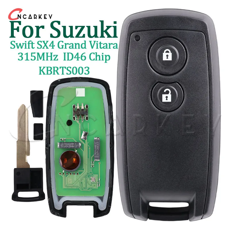 2 Buttons Smart Remote Car Key Fob For Suzuki Swift SX4 Grand Vitara 315MHZ ID46 Chip HU133 blade KBRTS003 CMIT ID:2005DJ0233