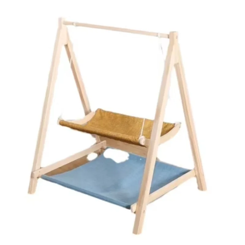 

Fashionable and Cute Anti-Rollover Cat Hammock Wooden Pet Cat Swing Bed Stylish Outdoor Play Toy Set