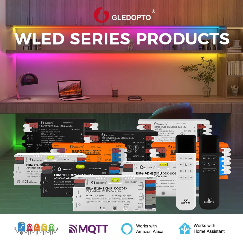 gledopto-esp32-wled-led-コントローラー-5-24v-15a-音楽リズム-イーサネットポート-type-c-uart-alexa-ホームアシスタント対応