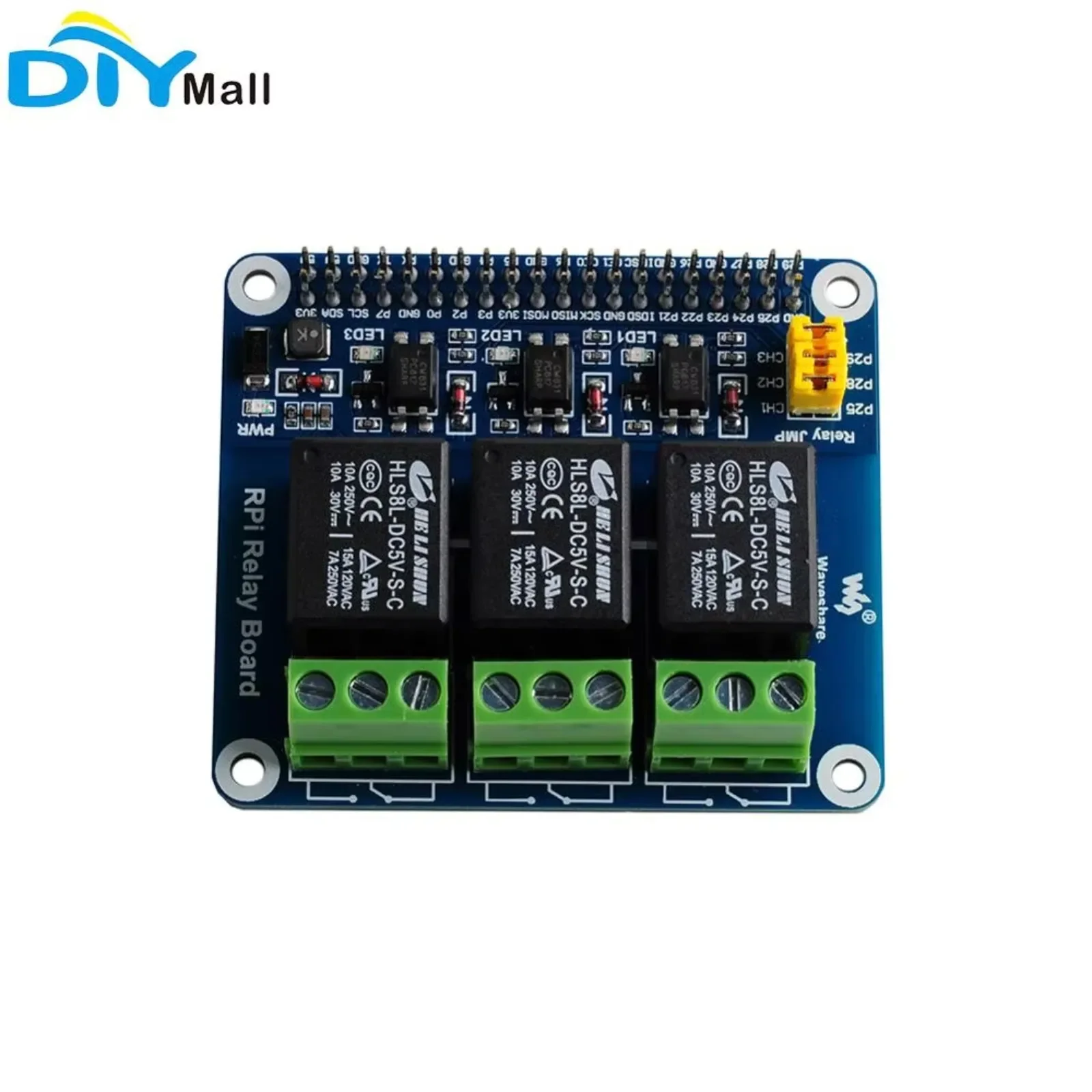 Waveshare RPi Relay Board 3 Channel Power Relay Module for Raspberry Pi A+/B+/2B/3B/3B+